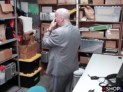 Puny teen thief unloaded and plowed by a security guard