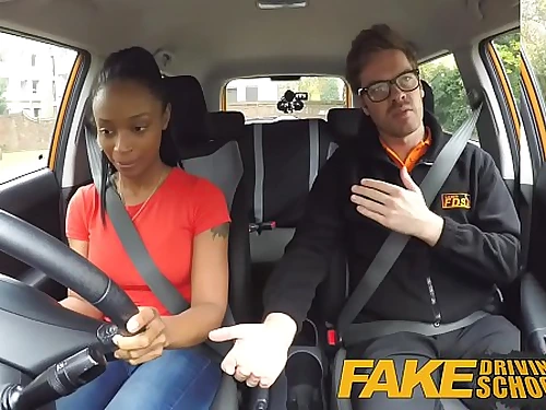 Fake Driving College black learner with big boobs is worst driver yet
