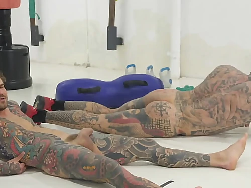 Four-way anal invasion at the gym