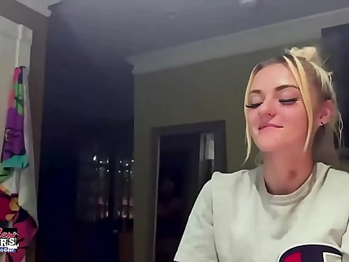 Blonde Chatty Fondles A Man meat And Fingers Her Shaved Cunt In Casting!