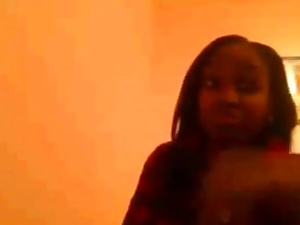 Ebony teen on webcam